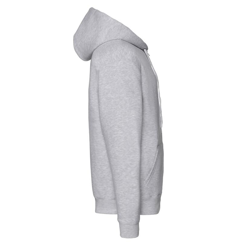 Heren Premium Full Zip Hoodie (Heide Grijs)