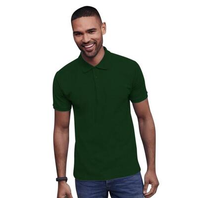 Heren ringspun katoenen korte mouw poloshirt (fles groen)