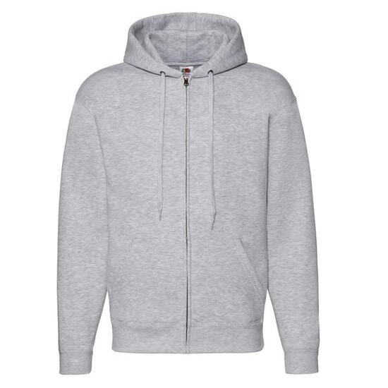 Felpa Con Cappuccio E Zip Intera Uomo Fruit Of The Loom Premium Grigio Erica