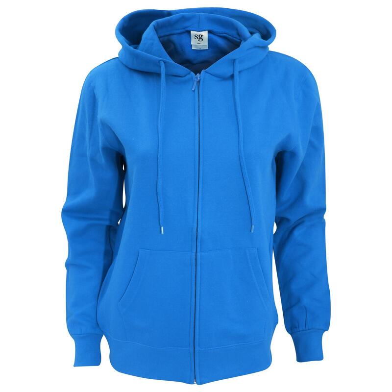 Sweatshirt Uni À Capuche Et Fermeture Zippée Femme (Bleu Royal)