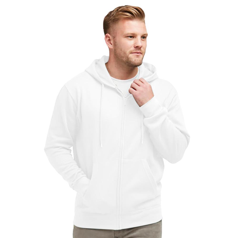 Sweatshirt Uni À Capuche Et Fermeture Zippée Homme (Blanc) 2/2