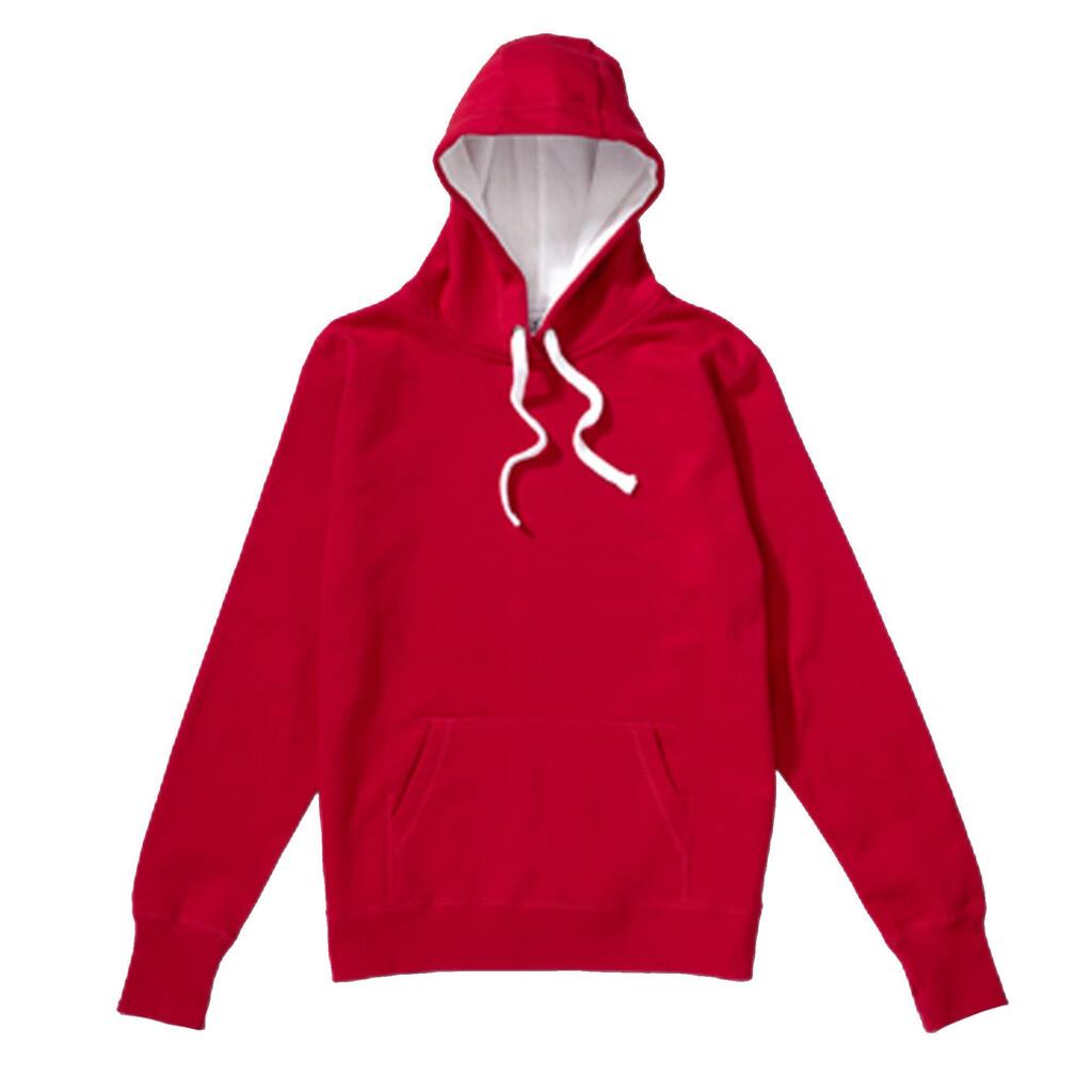 Ladies/Womens Contrast Hooded Sweatshirt / Hoodie (Red/White)