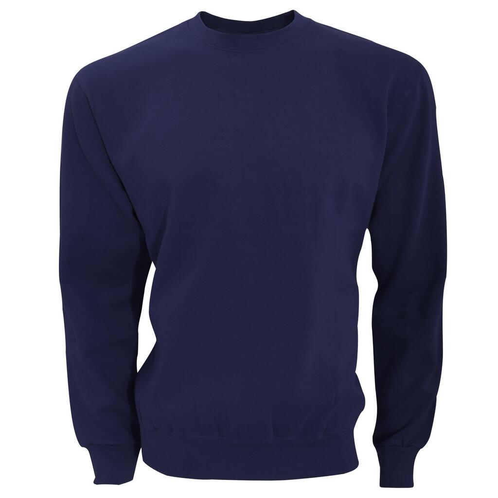 Mens Long Sleeve Crew Neck Sweatshirt Top (Navy Blue)