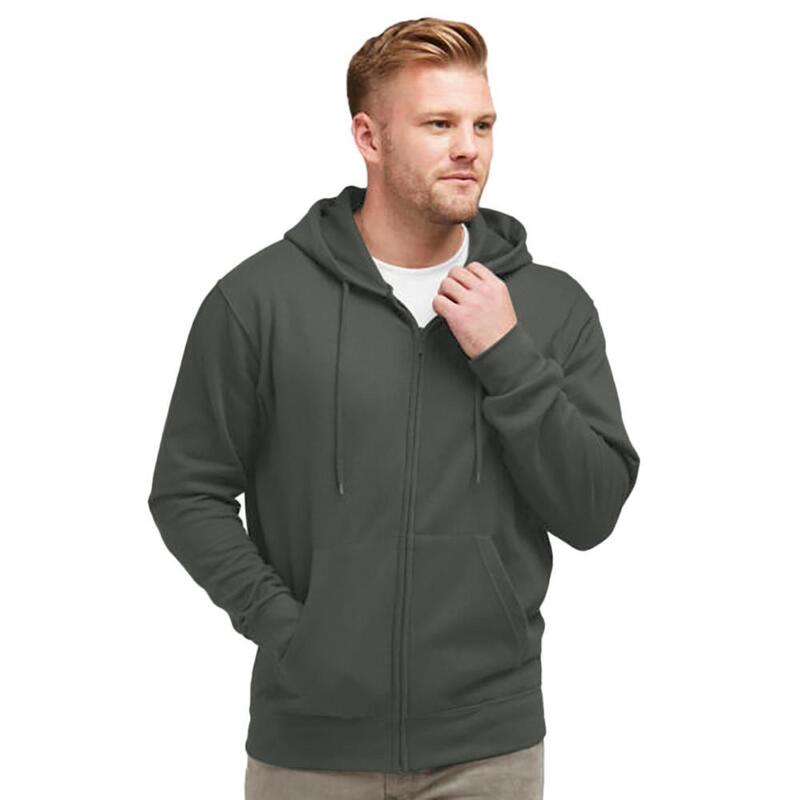 Sweatshirt Uni À Capuche Et Fermeture Zippée Homme (Charbon De Bois)