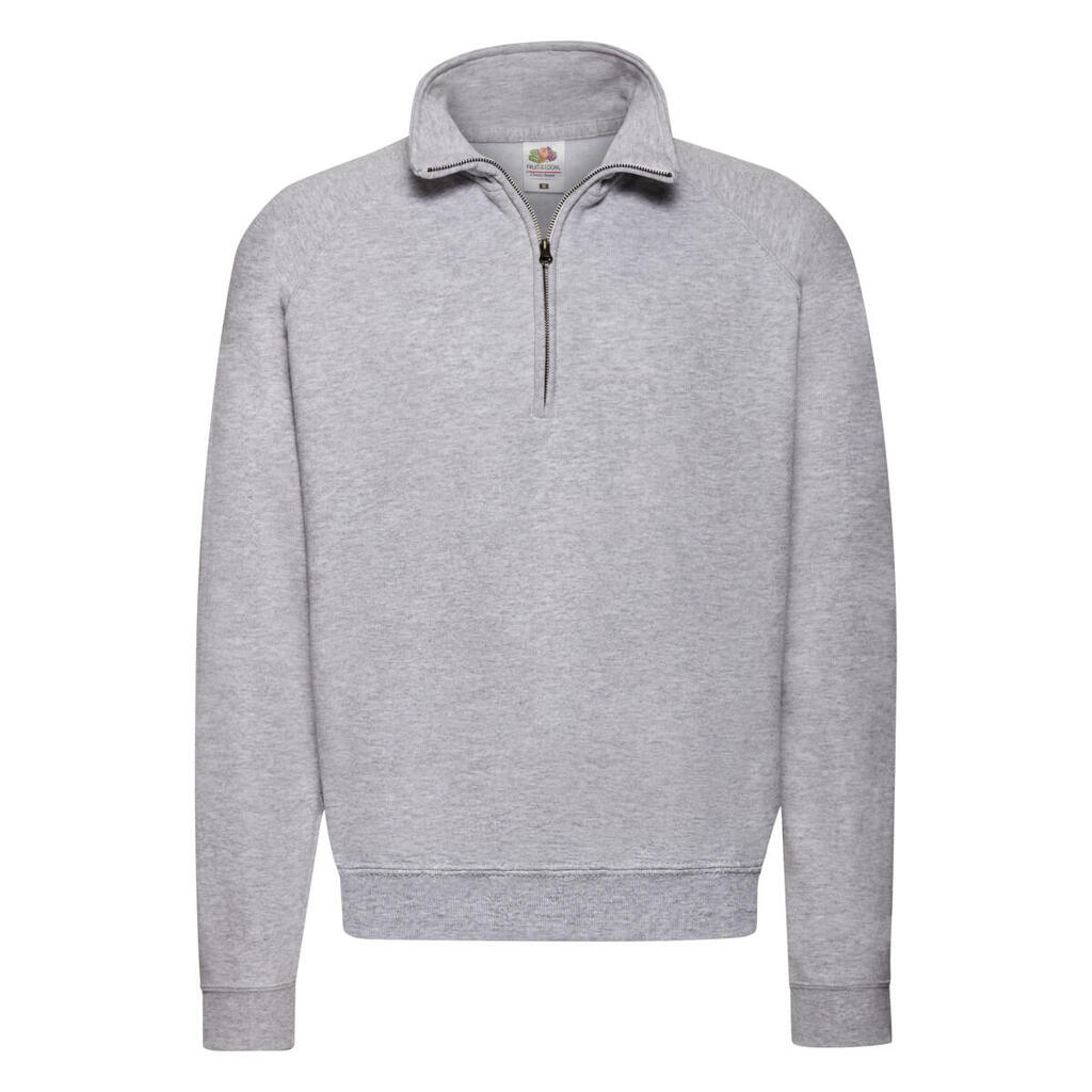 Unisex Adult Classic Heather Zip Neck Sweatshirt (Heather Grey)