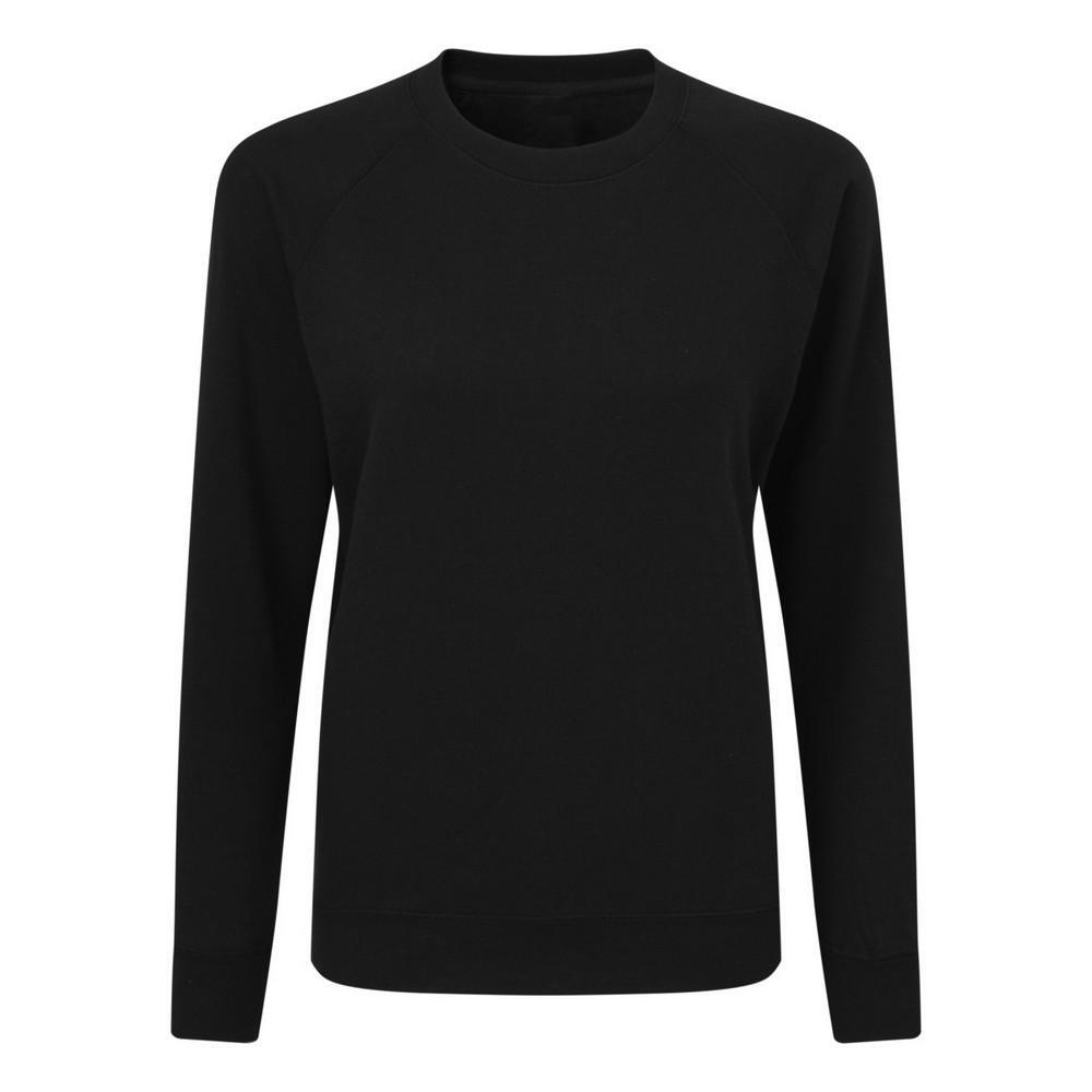 Ladies/Womens Raglan Sleeve Crew Neck Sweatshirt (Black)