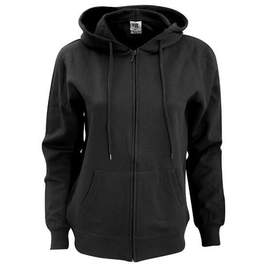 Sweatshirt Uni À Capuche Et Fermeture Zippée Femme (Noir)