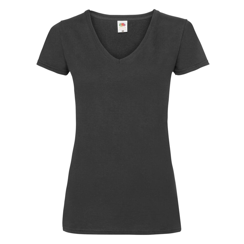 Womens/Ladies Valueweight V Neck TShirt (Black)