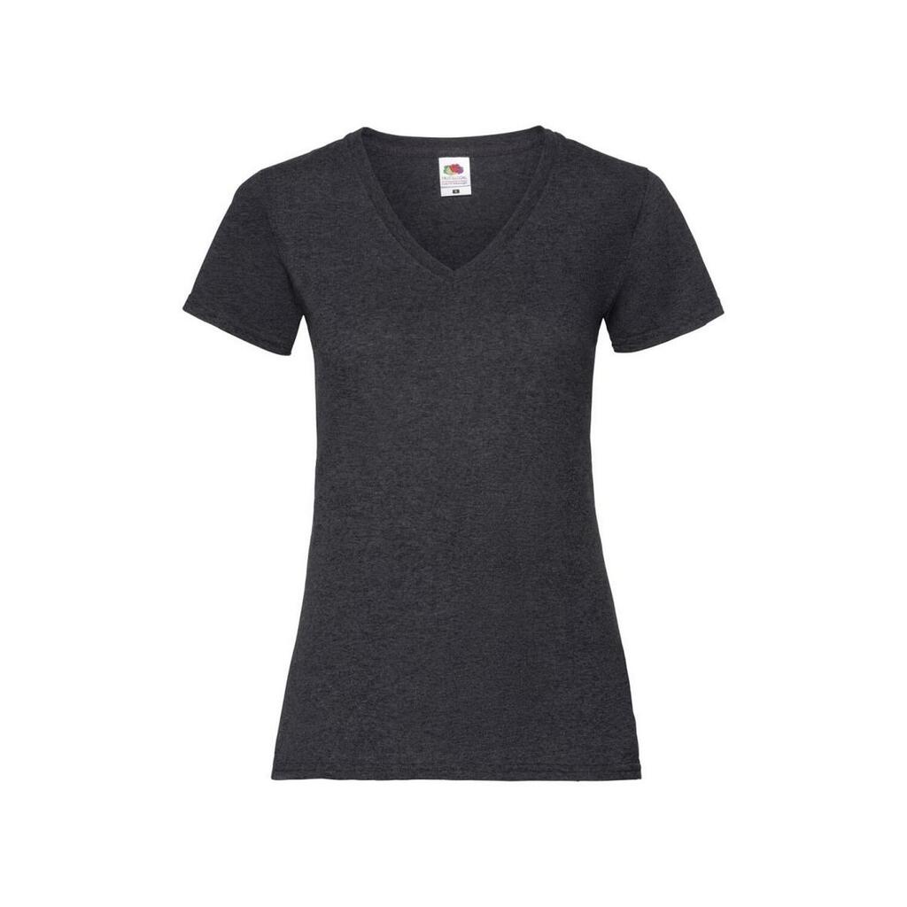 Womens/Ladies Valueweight Heather V Neck TShirt (Grey)