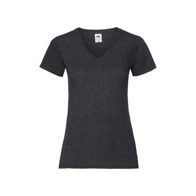 Dames valueweight heather v hals tshirt (grijs)