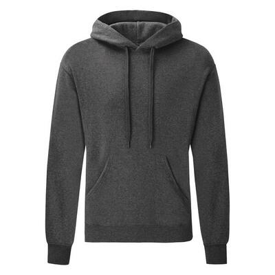 Heren classic heather full zip hoodie (donkere heide grijs)