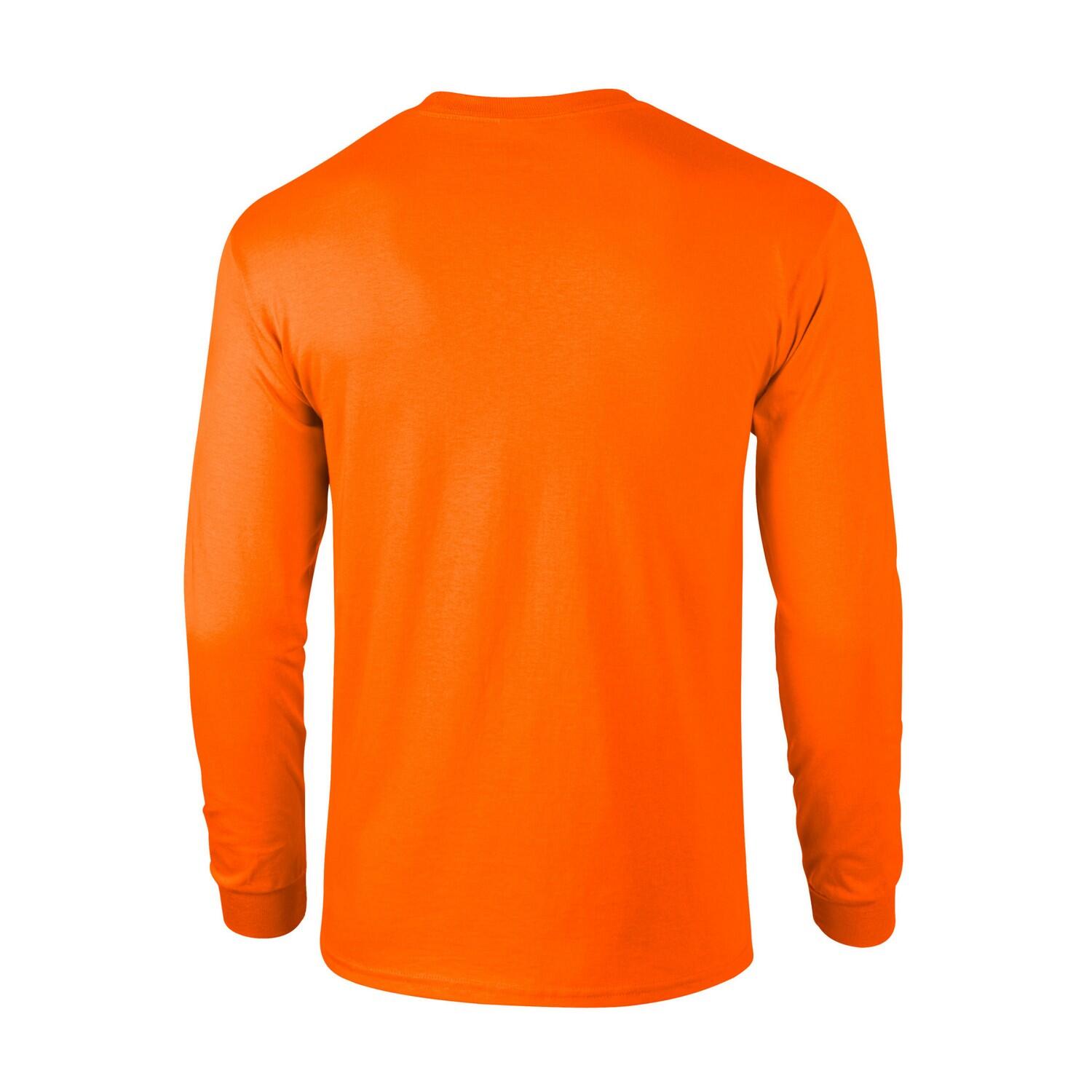 Camiseta de Algodón Ultra de Manga Larga para Adultos Unisex Naranja de 2/3