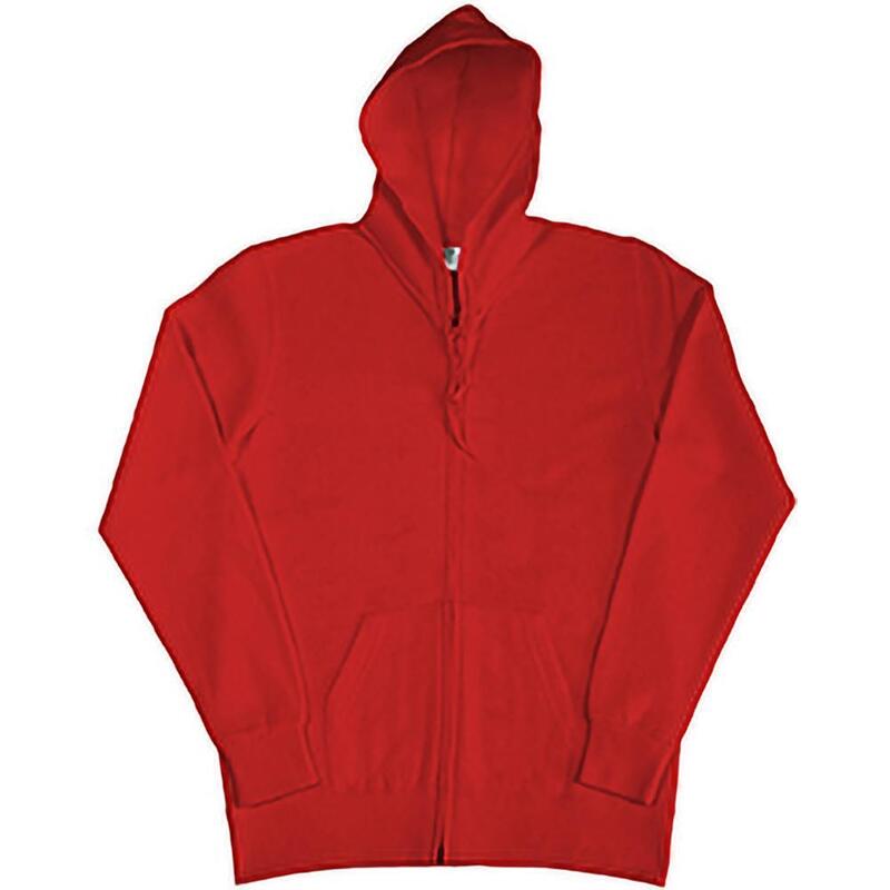Sweatshirt Uni À Capuche Et Fermeture Zippée Femme (Rouge)