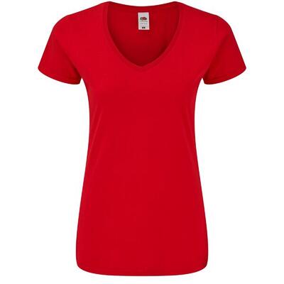 Dames iconic 150 v hals tshirt (fuchsia)