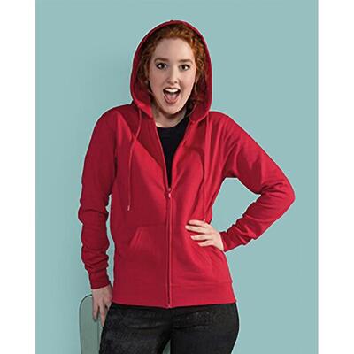 Dames sweatshirt met volledige ritssluiting en kap (rood)