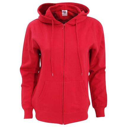 Sweatshirt Uni À Capuche Et Fermeture Zippée Femme (Rouge)