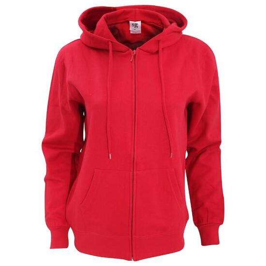 Sweatshirt Uni À Capuche Et Fermeture Zippée Femme (Rouge)