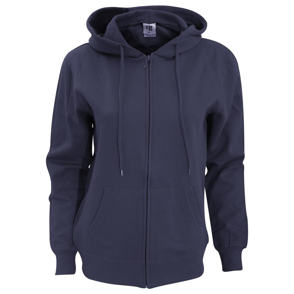 Ladies Full Zip Plain Hooded Sweatshirt (Navy Blue)