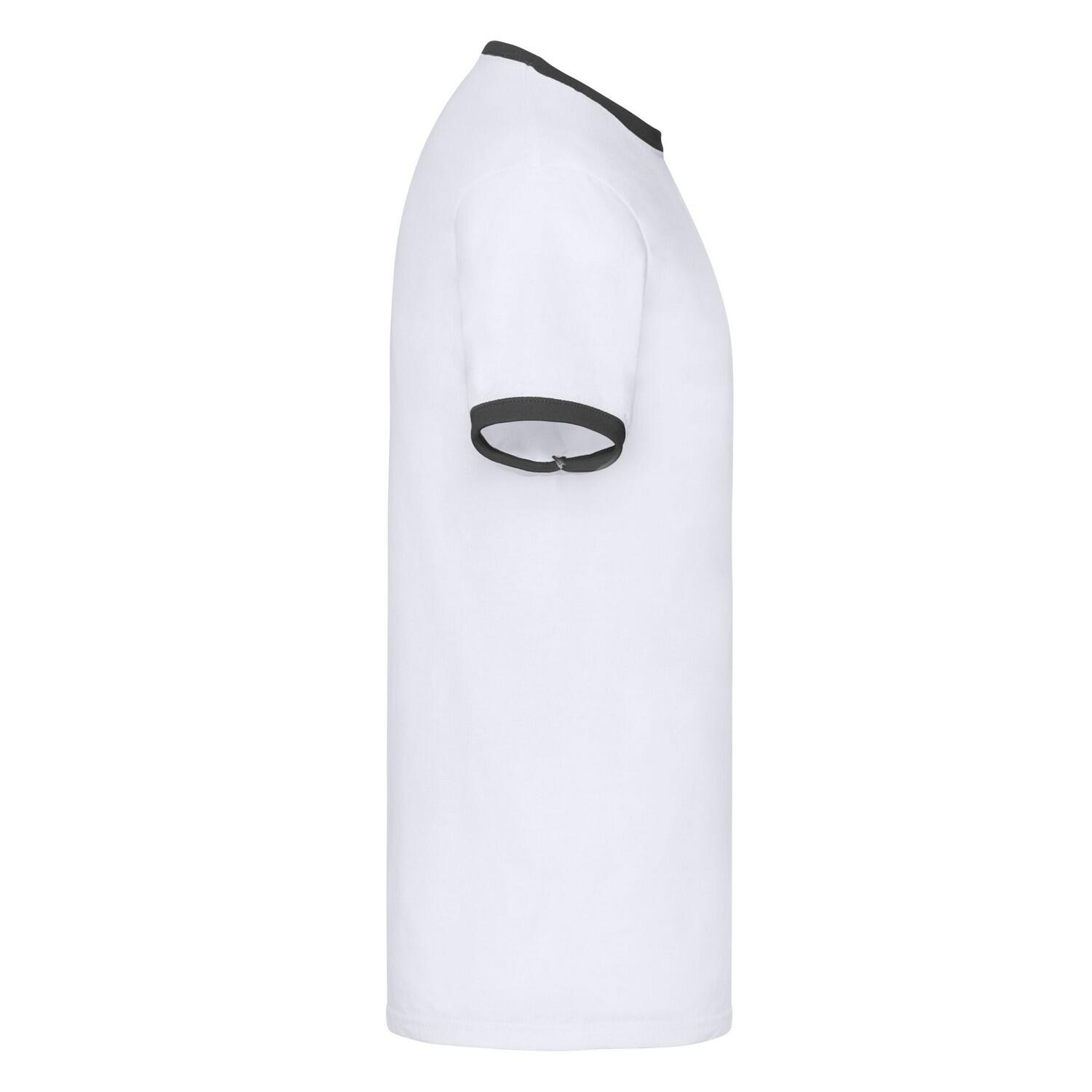 Camiseta Ringer para Hombre Blanco, Negro 3/3