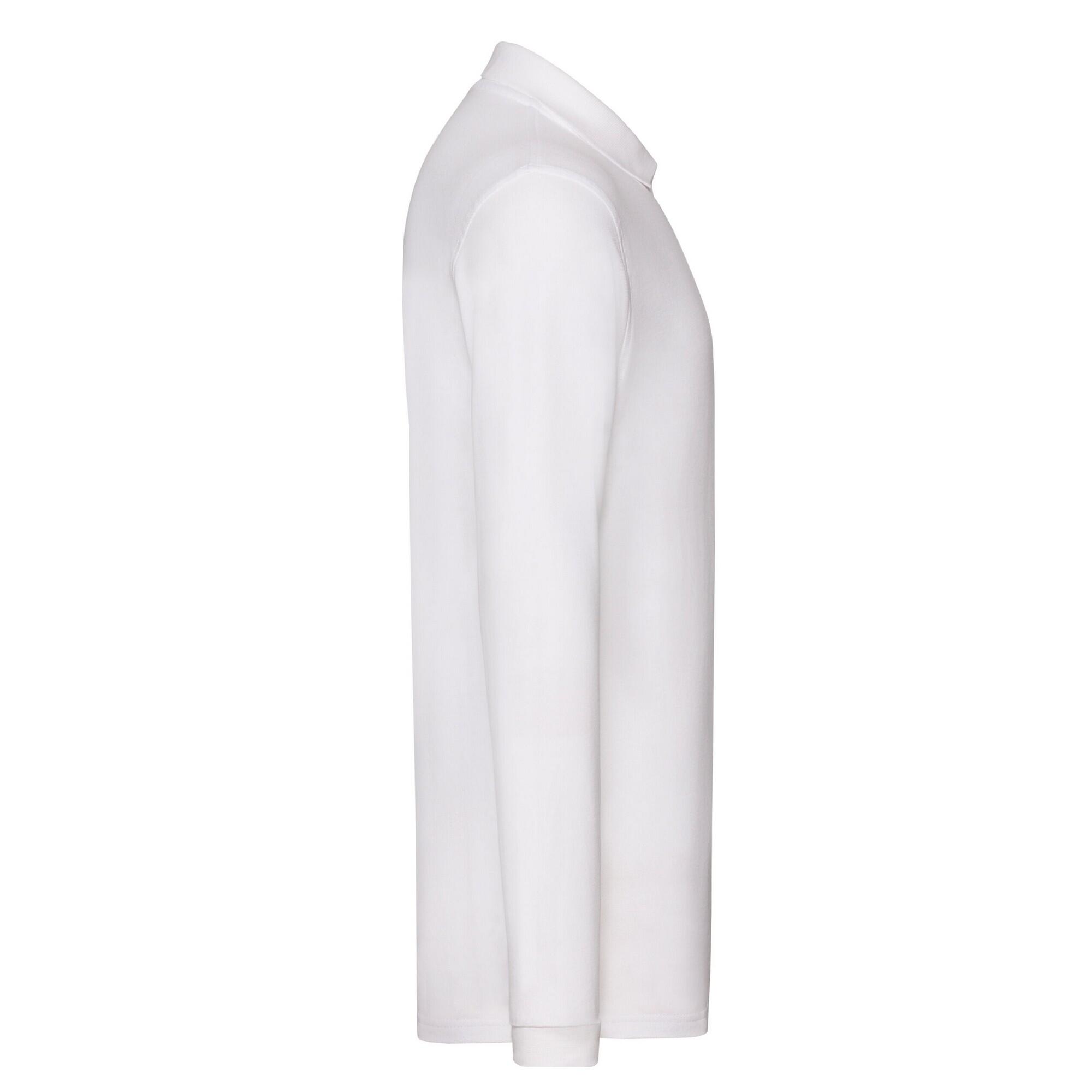 Polo Premium Lisos de Manga Larga para Hombre Blanco 3/3