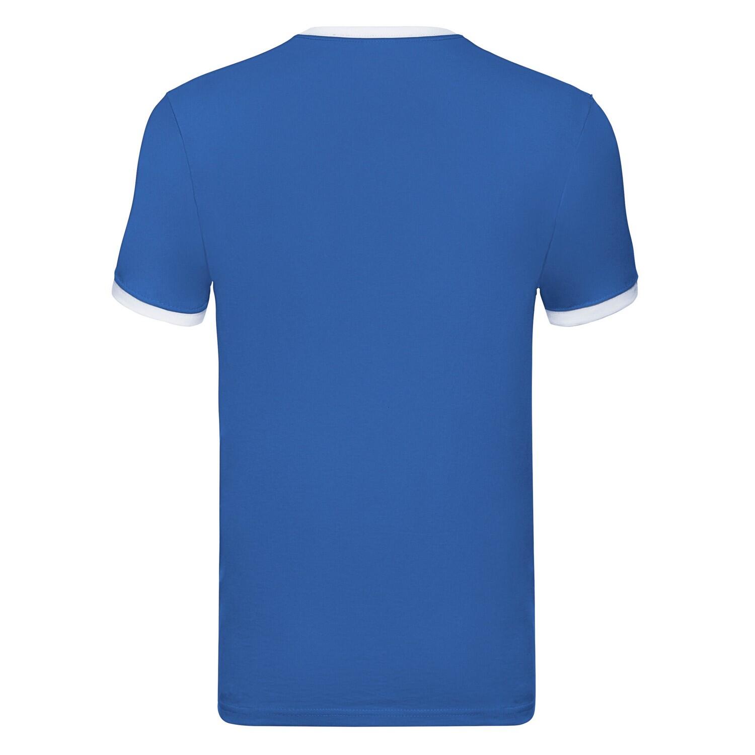 Camiseta Ringer para Hombre Azul Real, Blanco 2/3