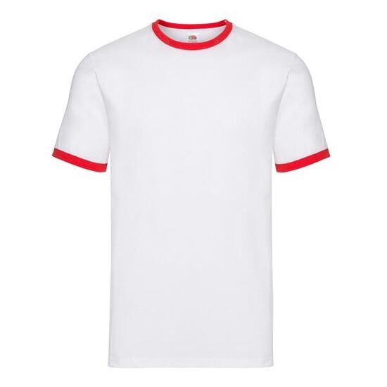 Heren Ringer TShirt (Wit/rood)