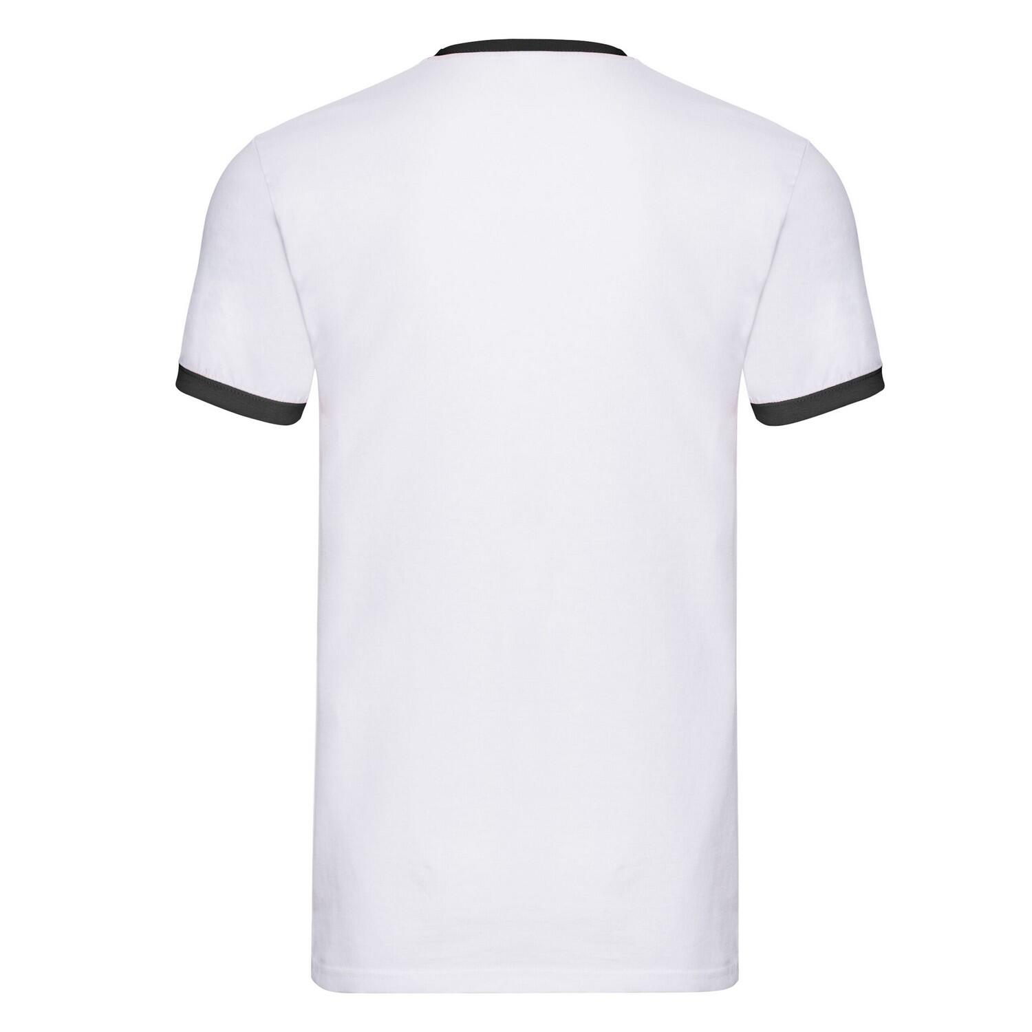 Camiseta Ringer para Hombre Blanco, Negro 2/3