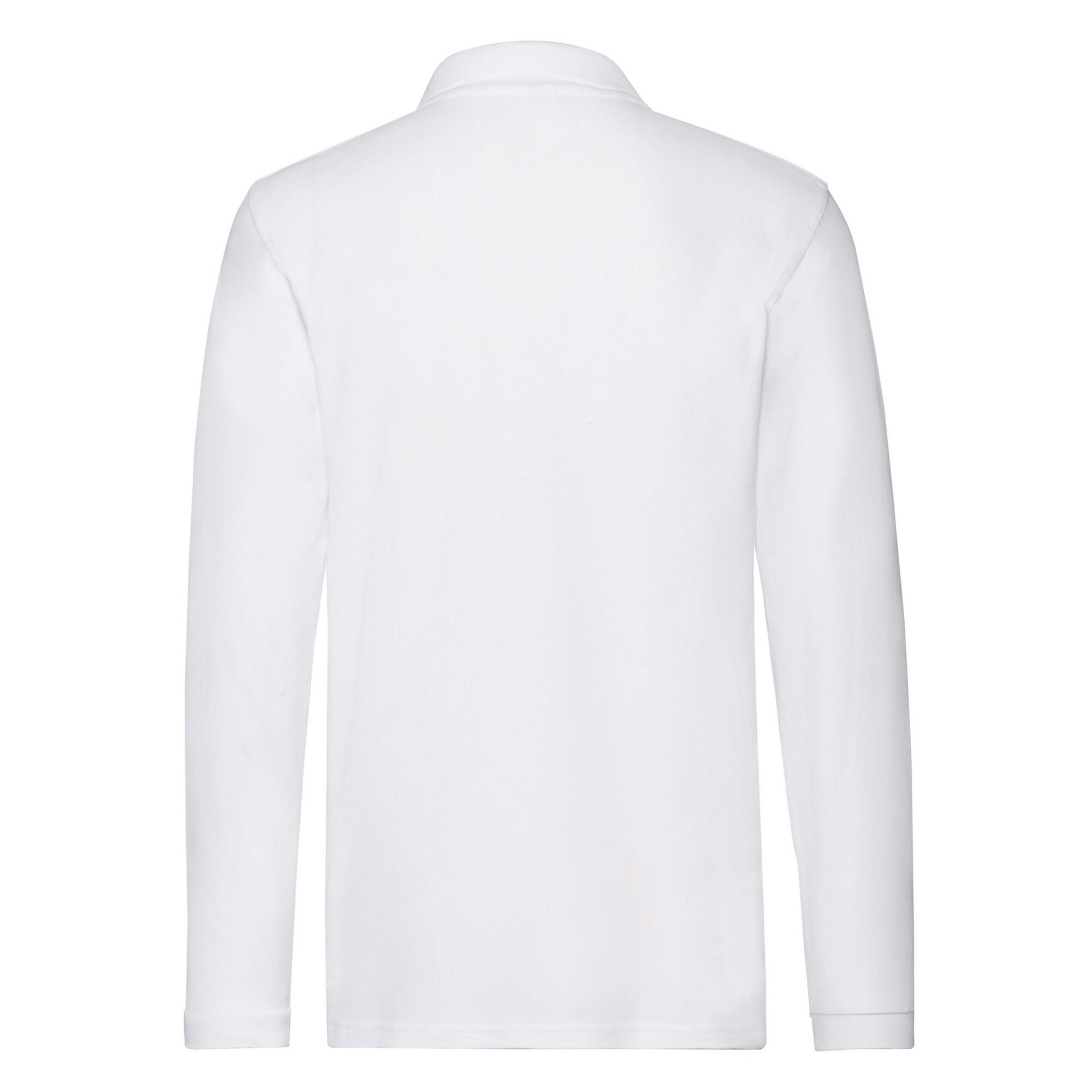 Polo Premium Lisos de Manga Larga para Hombre Blanco 2/3