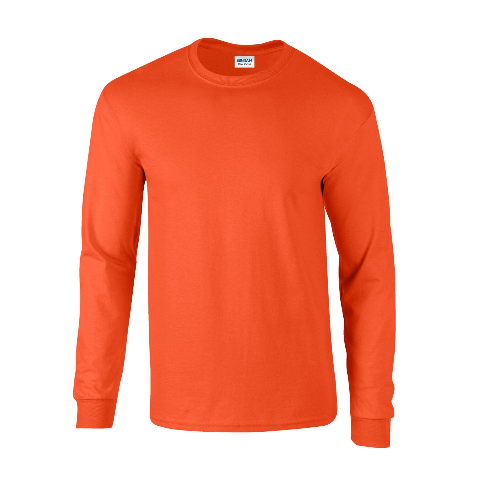 GILDAN Unisex Adult Ultra Cotton LongSleeved TShirt (Orange)