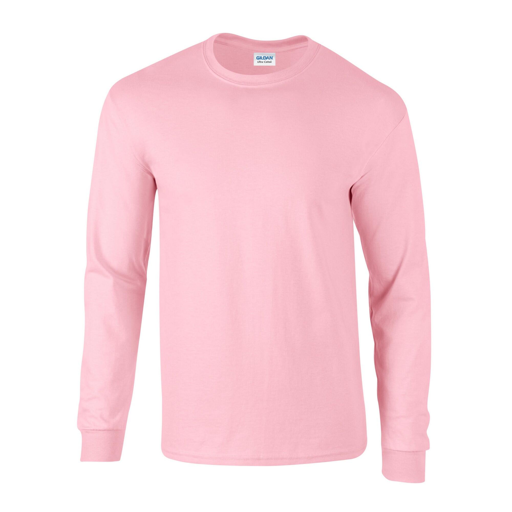 GILDAN Unisex Ultra Katoenen Tshirt met lange mouwen voor volwassenen (Lichtroze)