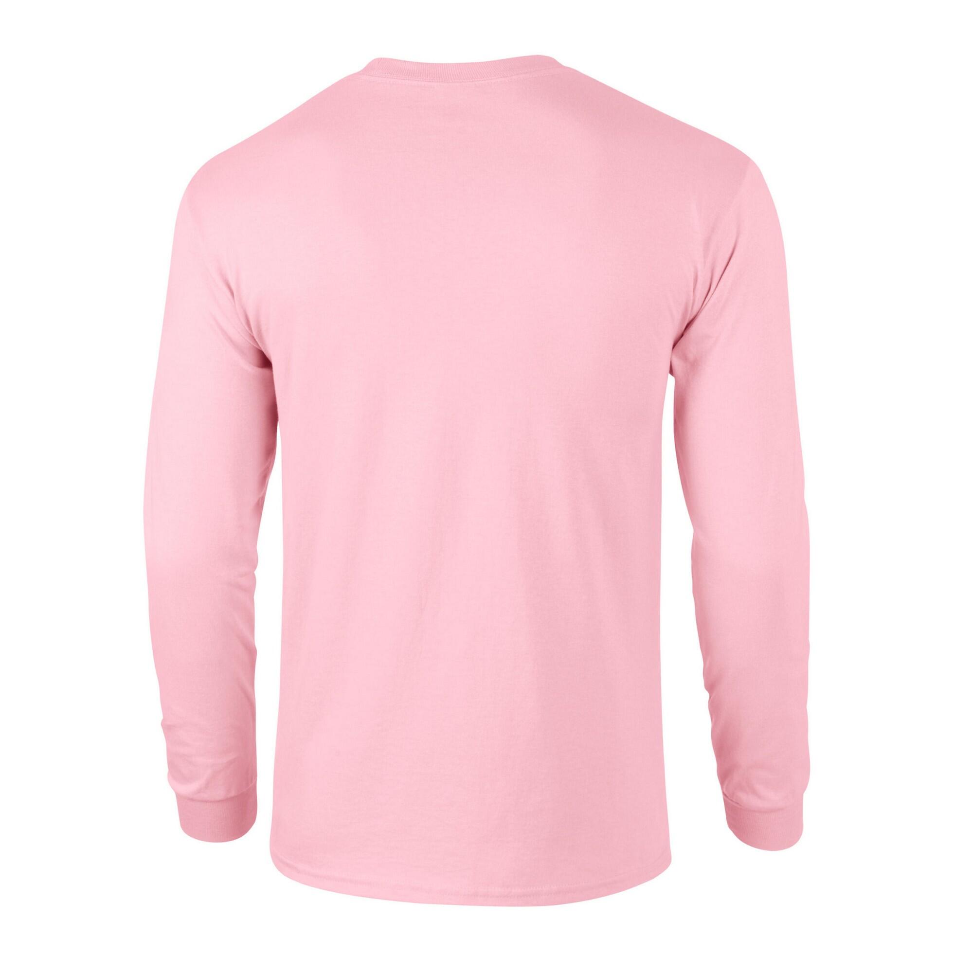 Unisex Ultra Katoenen Tshirt met lange mouwen voor volwassenen (Lichtroze) 2/2