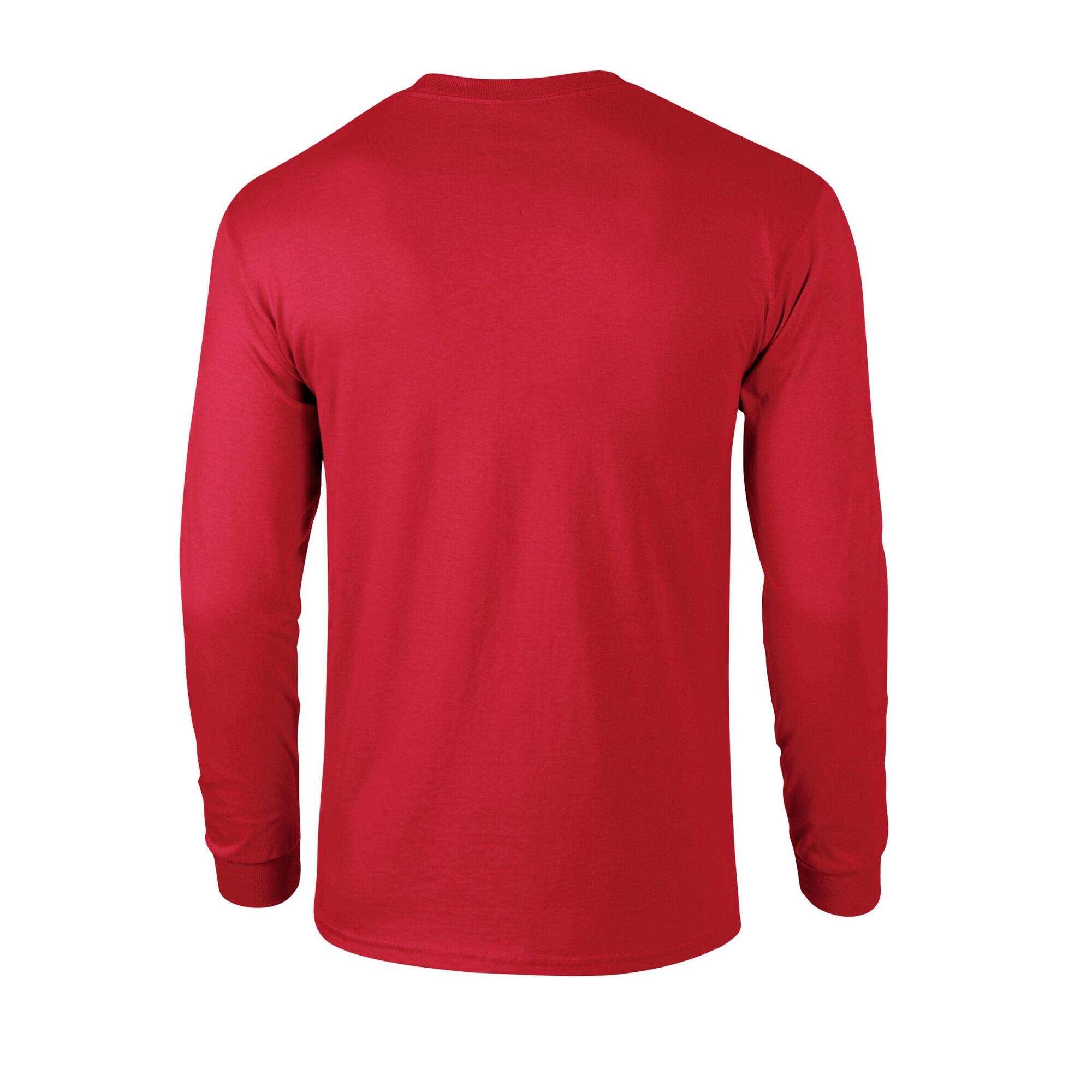 Camiseta de Algodón Ultra de Manga Larga para Adultos Unisex Rojo 2/2