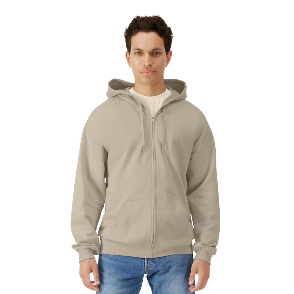 Mens Softstyle Midweight Full Zip Hoodie (Sand)