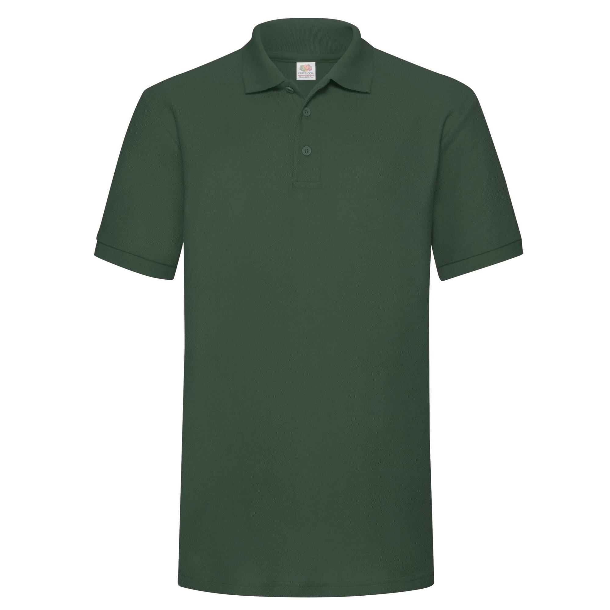 FRUIT OF THE LOOM Mens Polycotton Pique Heavy Polo Shirt (Bottle Green)