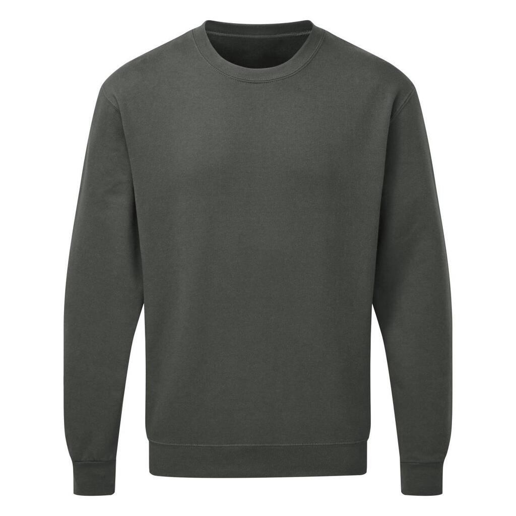 Mens Long Sleeve Crew Neck Sweatshirt Top (Charcoal)
