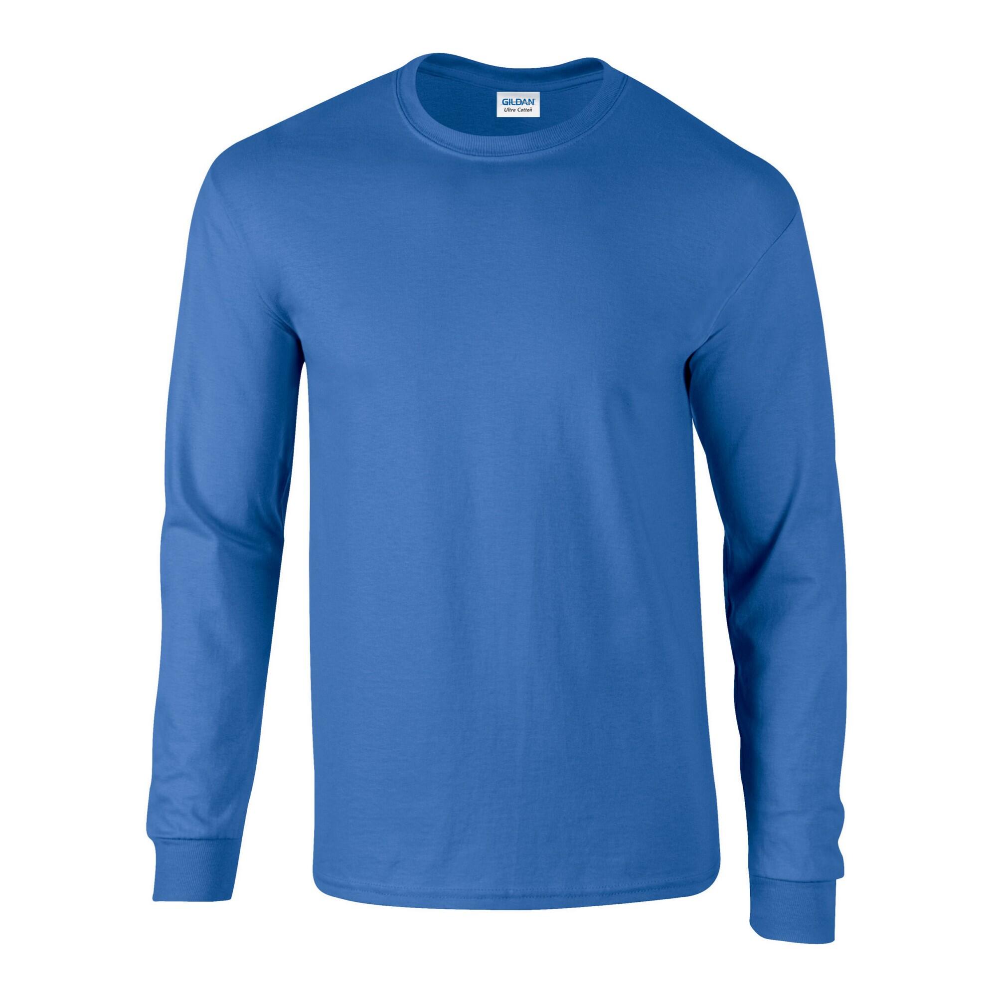 T-Shirt de manga comprida ultraalgodão unissexo para adultos Azul Real