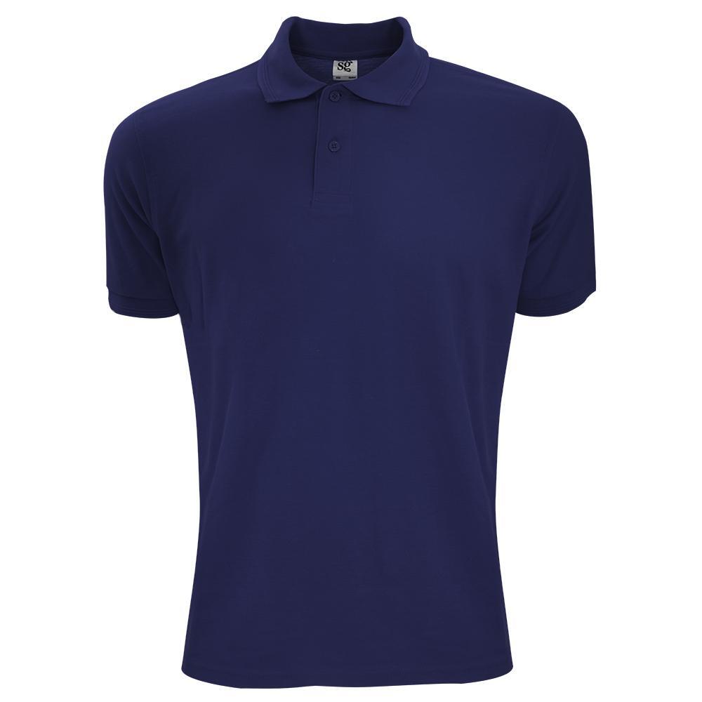 Mens Polycotton Short Sleeve Polo Shirt (Navy Blue)