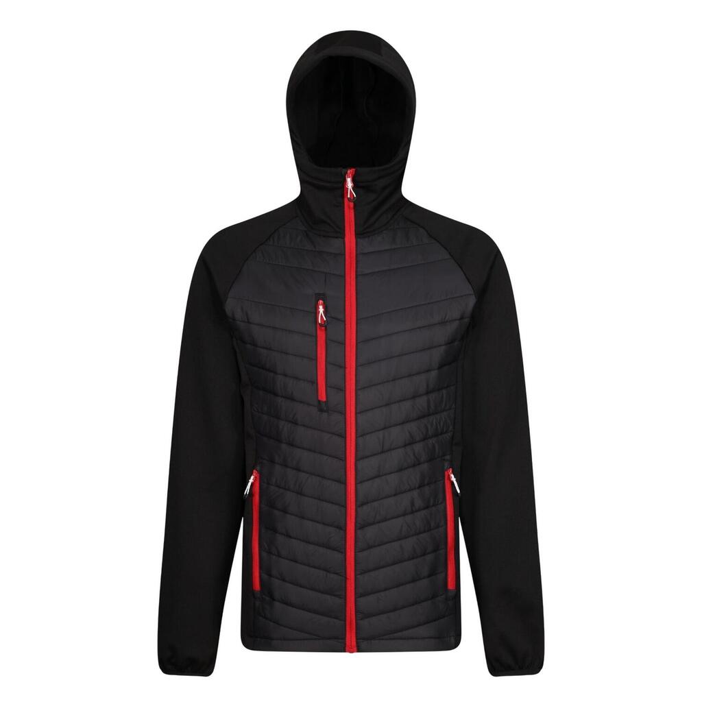 Mens Navigate Hybrid Hooded Jacket (Black/Classic Red)