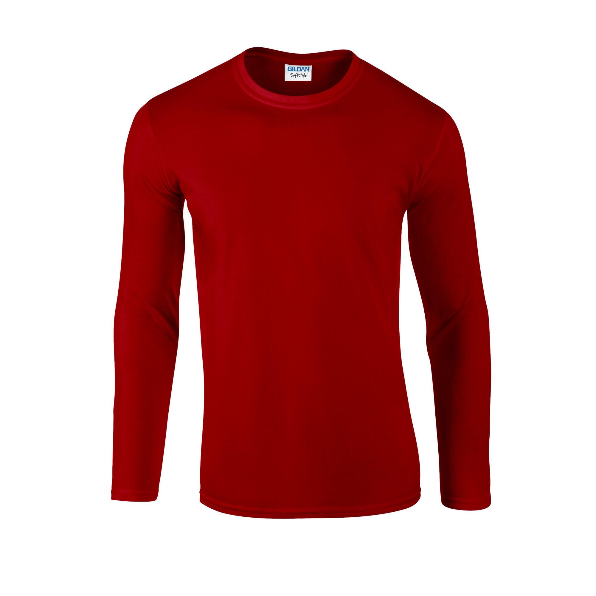GILDAN Unisex Adult Softstyle Plain LongSleeved TShirt (Red)