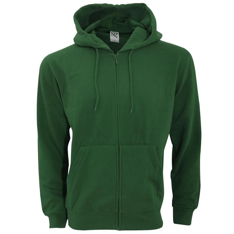 Sweatshirt Uni À Capuche Et Fermeture Zippée Homme (Vert Bouteille)