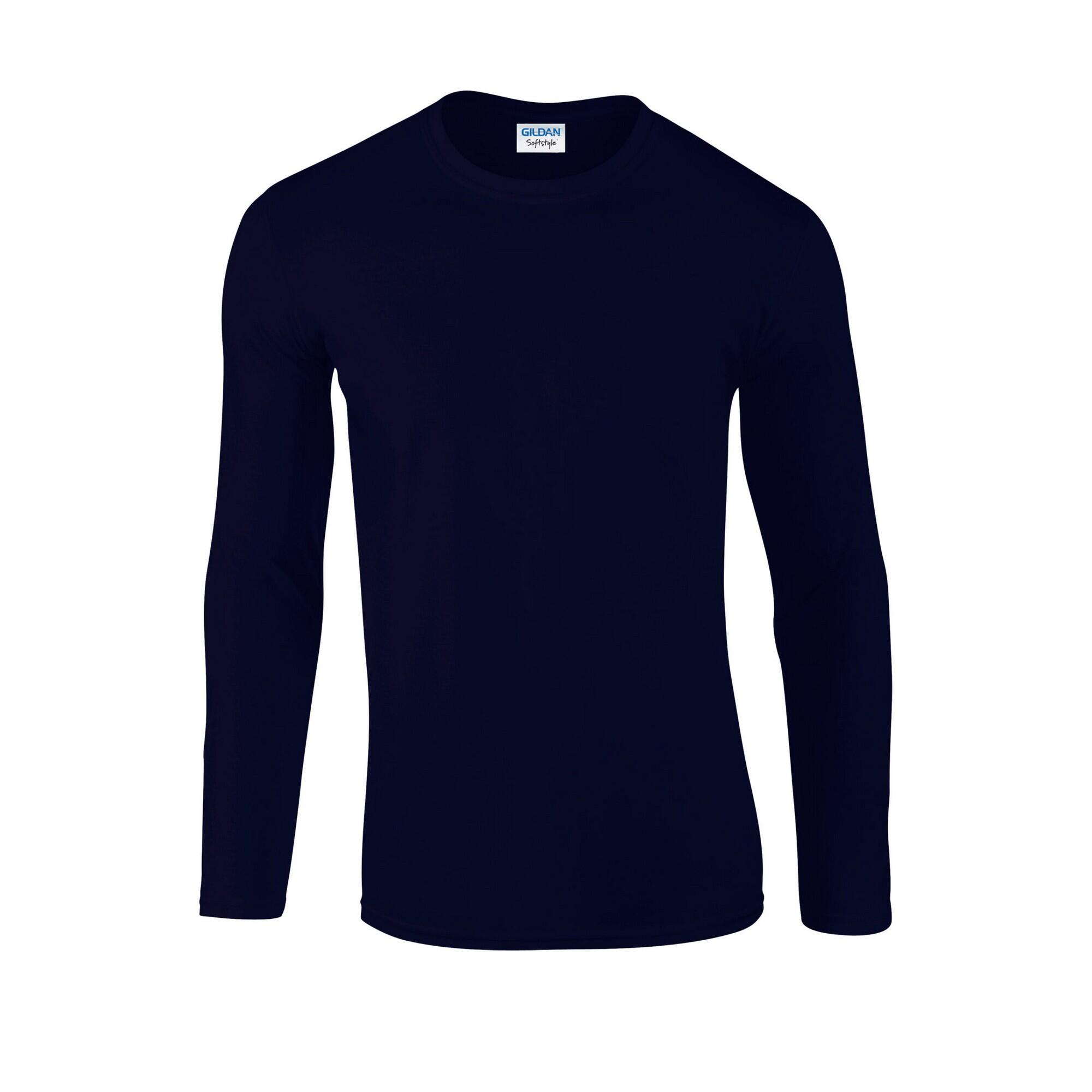 GILDAN Unisex Adult Softstyle Plain LongSleeved TShirt (Navy)