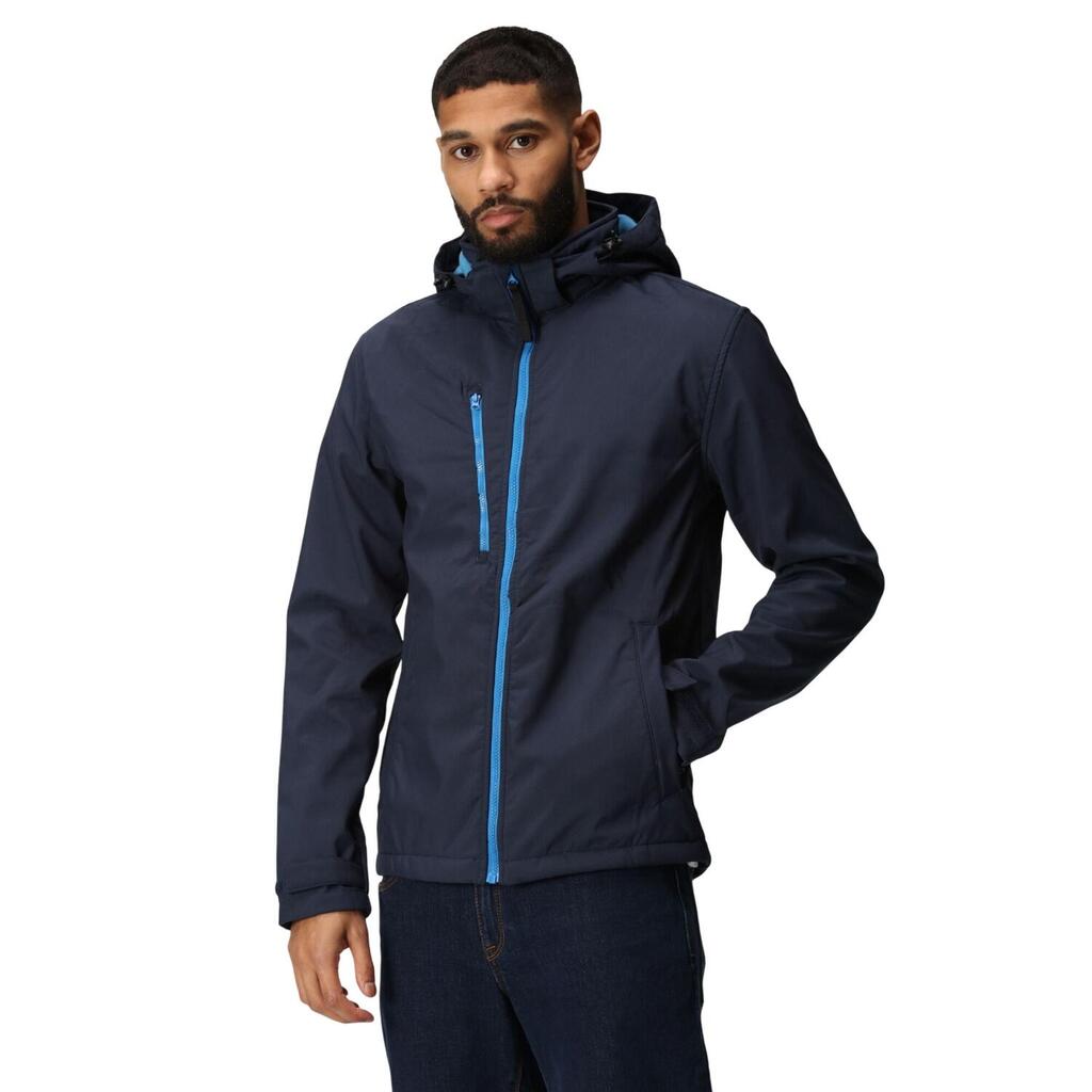 Mens Venturer 3 Layer Hooded Soft Shell Jacket (Navy/French Blue)