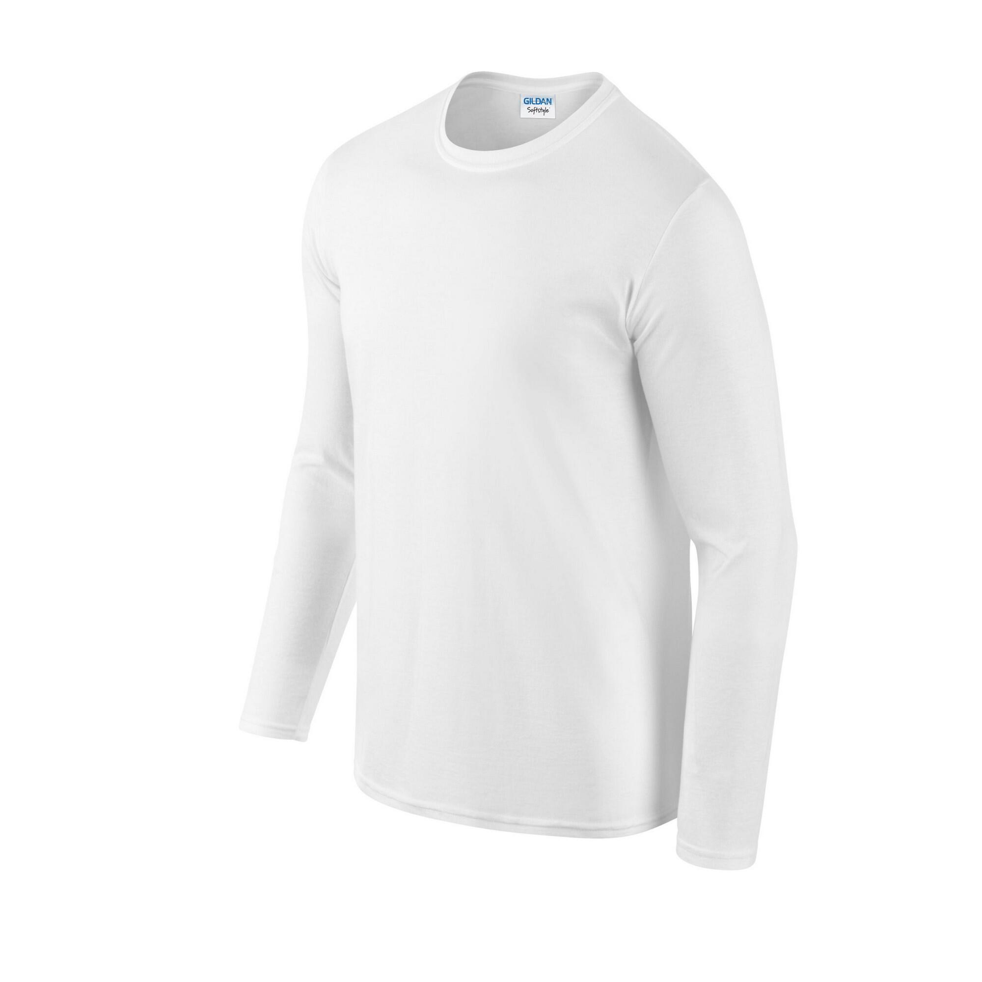 Camiseta de Suave al Tacto de Manga Larga para Adultos Unisex Blanco 3/3