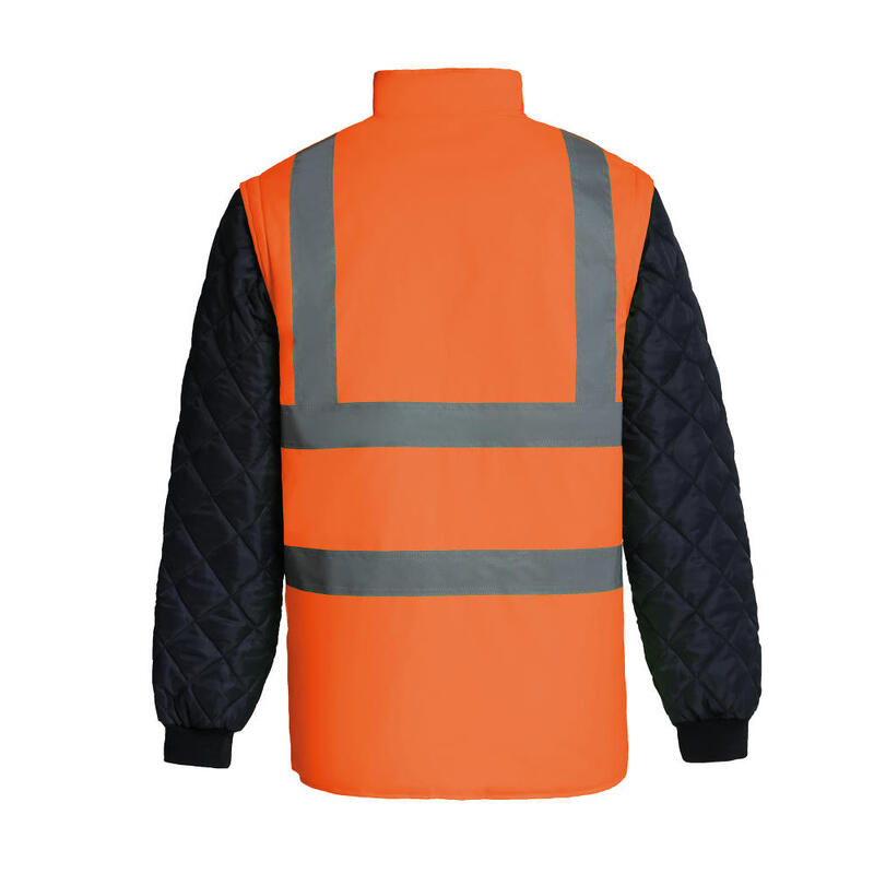 Heren Quilted Afritsbare Mouwen Jas (Fluorescerend Oranje)