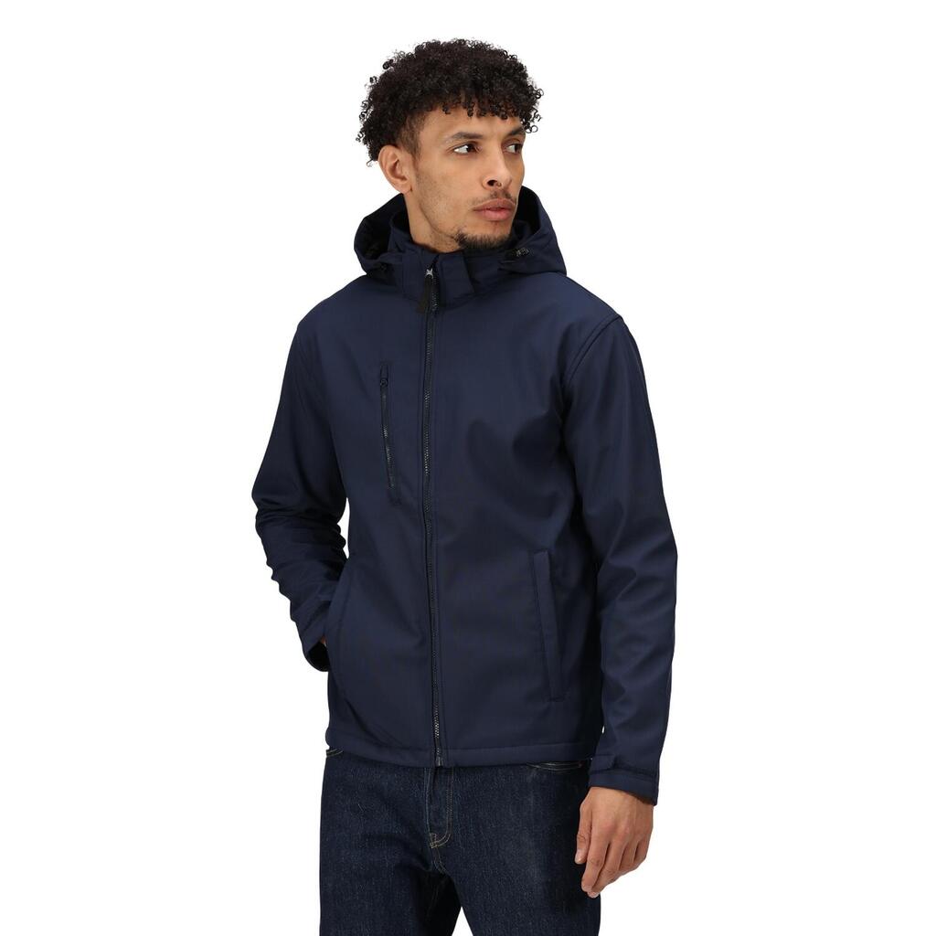 Mens Venturer 3 Layer Hooded Soft Shell Jacket (Navy)