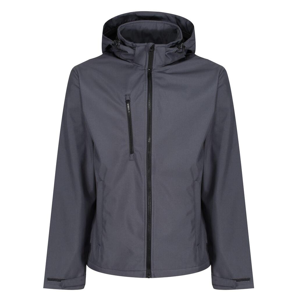 Mens Venturer 3 Layer Hooded Soft Shell Jacket (Seal Grey/Black)
