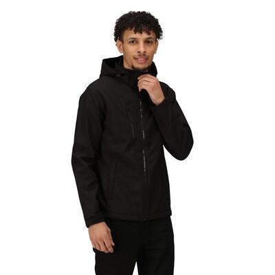 Heren venturer 3 layer hooded soft shell jacket (marine / frans blauw)