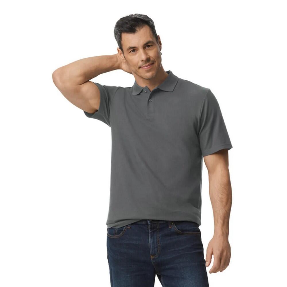 Mens Softstyle Pique Polo Shirt (Charcoal) 1/2