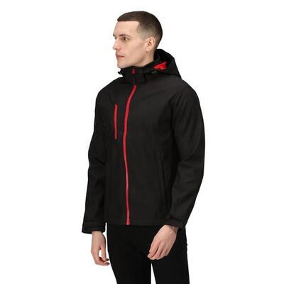 Heren venturer 3 layer hooded soft shell jacket (marine / frans blauw)