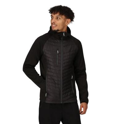 Heren navigate hybride hooded jacket (zwart/nieuw royal)